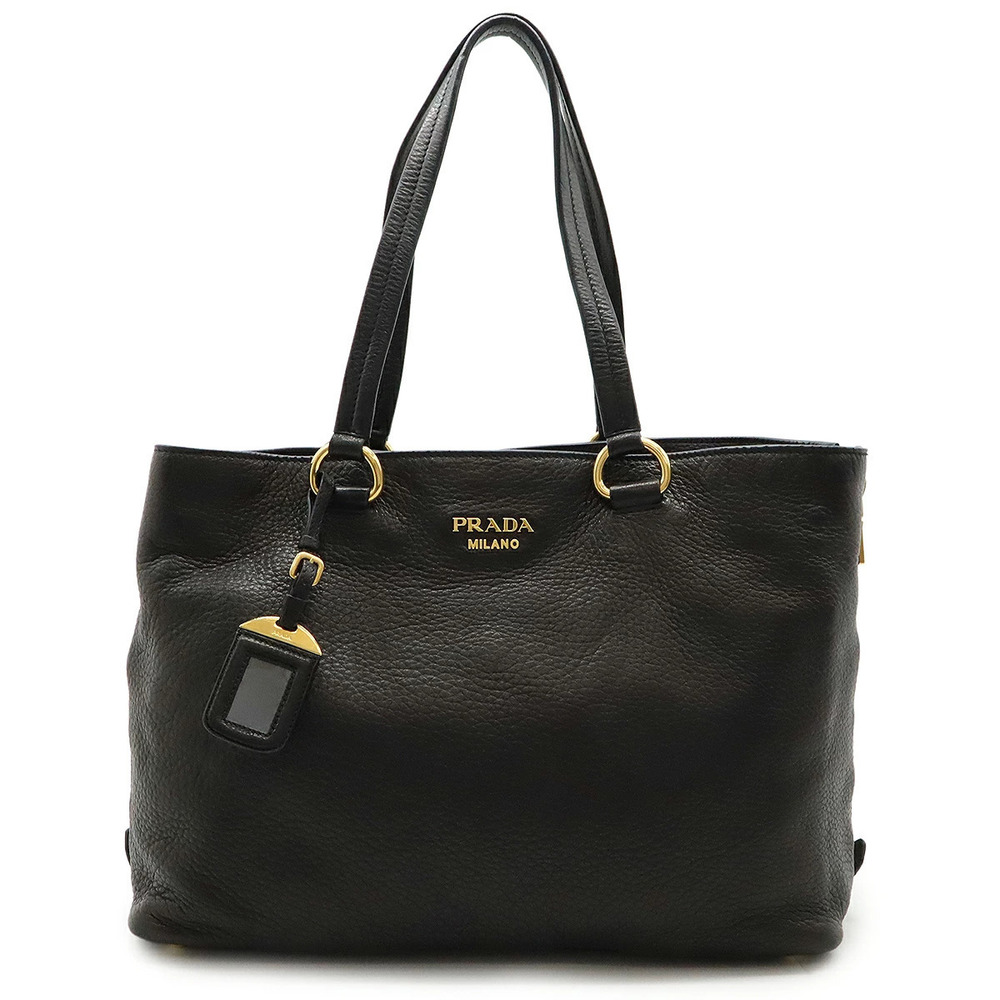Prada CERVO Tote Bag Shoulder DEERSKIN NERO Black